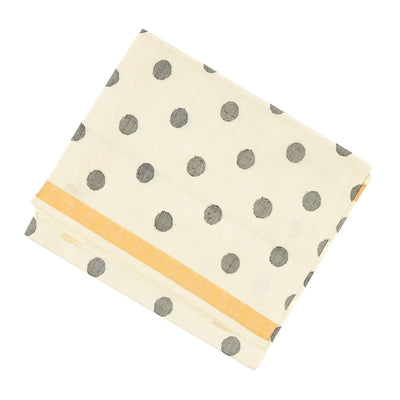 White Handloom Venkatagiri Cotton Saree With Coin Motifs