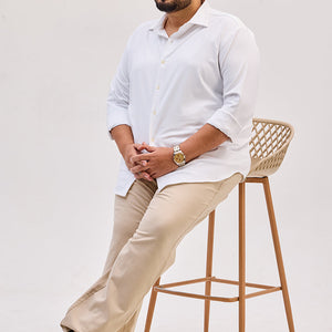 White Regular Fit Stretch Shirt