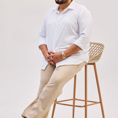 White Regular Fit Stretch Shirt