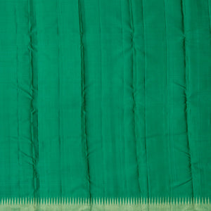 Sea Green Handloom Kanchipuram Silk Saree With Triangle Motifs