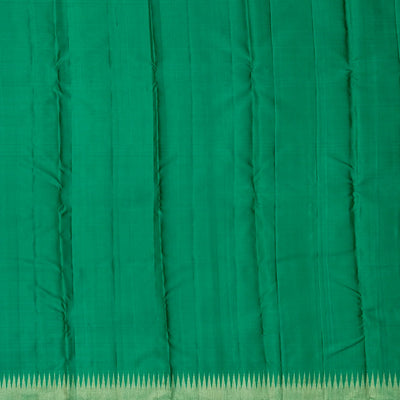 Sea Green Handloom Kanchipuram Silk Saree With Triangle Motifs