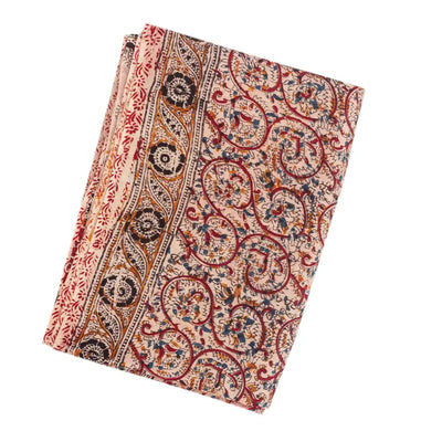 Pink Woven Kalamkari Cotton Saree With Printed Floral Motifs