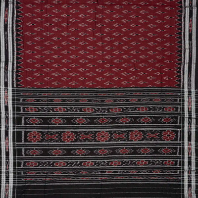 Maroon Handloom Orissa Cotton Saree With Black Border