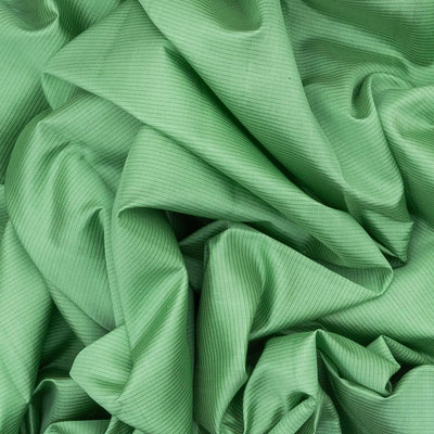 Cardamom Green Handloom Soft Silk Saree With Stripes & Blue Border