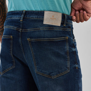 Dark Blue Distressed Slim Fit Jeans