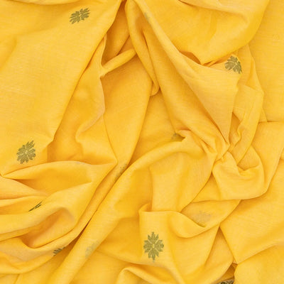 Yellow Handloom Bengal Cotton Saree With Floral Motifs