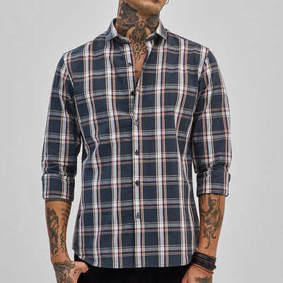 Dark Green Checks Slim Fit Shirt