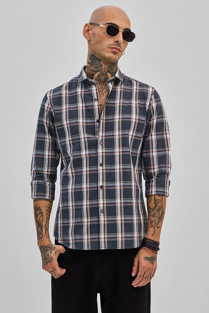 Dark Green Checks Slim Fit Shirt