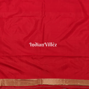 Red Floral Designer Banarasi Katan Saree