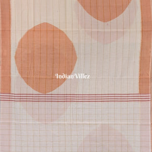 Light Orange & Cream Moon Design Sambalpuri Ikat Maniabandha Cotton Saree