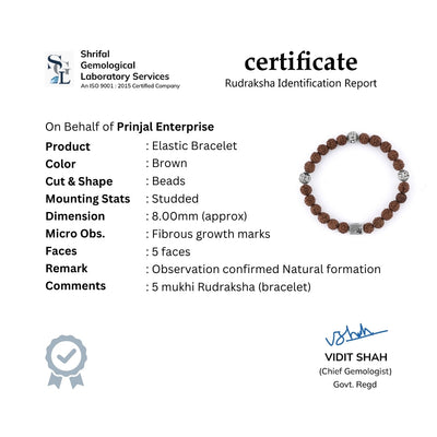 Rudraksha with Jay Shree Ram Silver Beads Bracelet