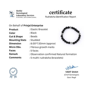 Black Rudraksha and Om Silver Beads Bracelet