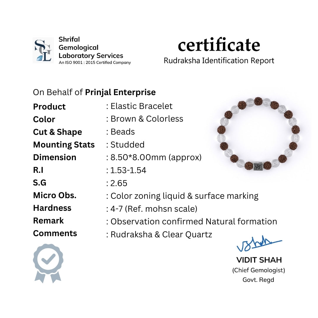 Rudraksha with Spatik Diamond Cut Beads Bracelet