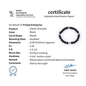 Ebony Karungali with Om Silver Beads Bracelet