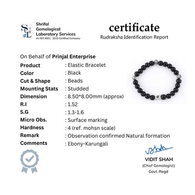 Ebony Karungali with Om Silver Beads Bracelet
