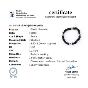 Black Rudraksha with Om Namah Shivay Silver Beads Bracelet