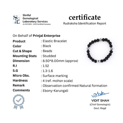 Black Rudraksha with Om Namah Shivay Silver Beads Bracelet