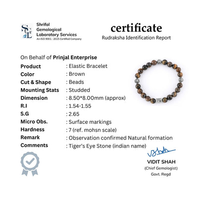 Tiger Eye Stone with Om Silver Beads Bracelet