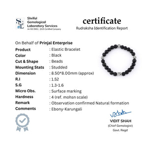 Ebony Karungali with Om Namah Shivay Silver Beads Bracelet