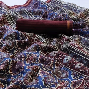 Elegant Blue Colored Casual Wear Printed Cotton Saree