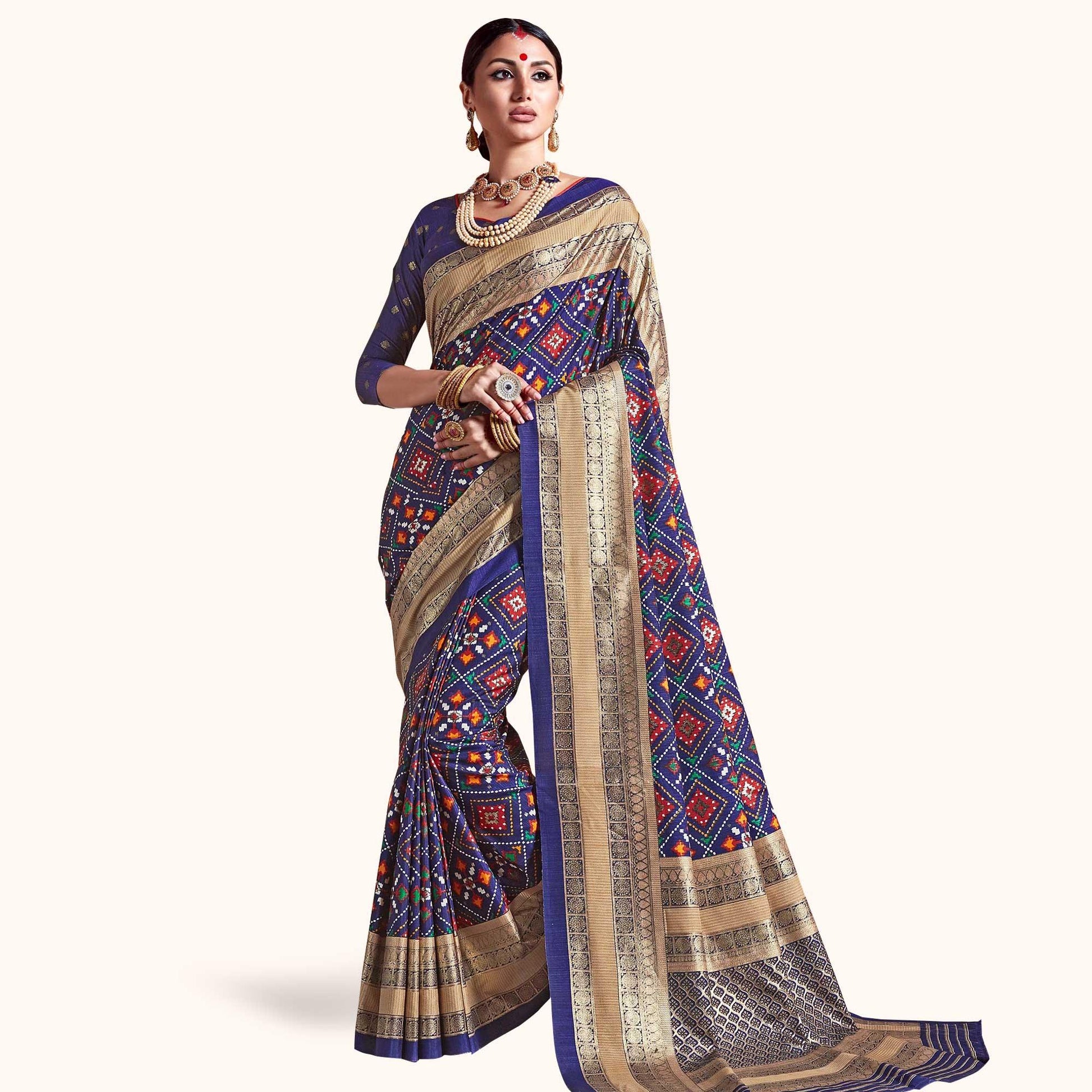 Elegant Blue Colored Festive Wear Printed Kanjivaram Silk Saree