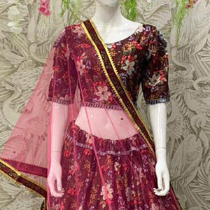 Elegant Brown Coloured Partywear Embroidered Dual Satin Lehenga Choli