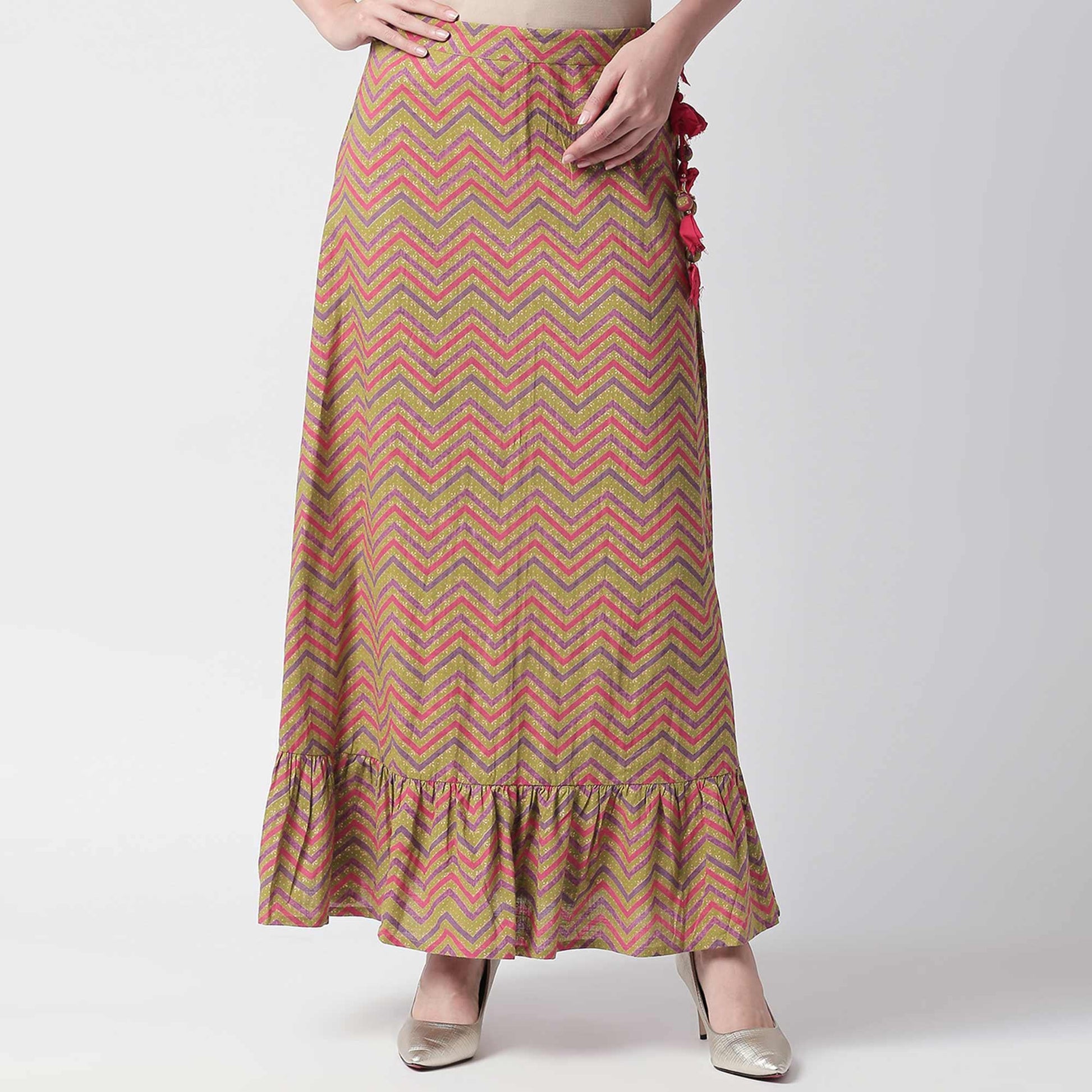 Elegant Fuschia Pink Colored Partywear Cotton Short Kurti - Skirt Set