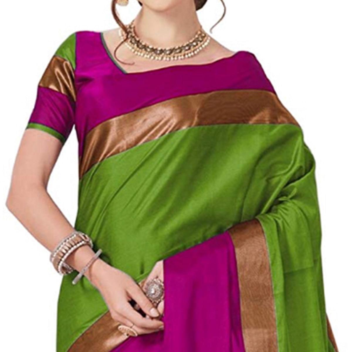 Elegant Green Colored Festive Wear Art Silk Saree