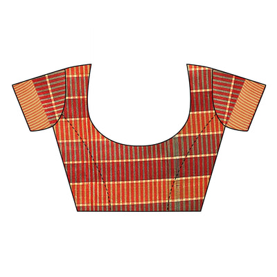 Elegant Green Colored Festive Wear Woven Blended Cotton Saree