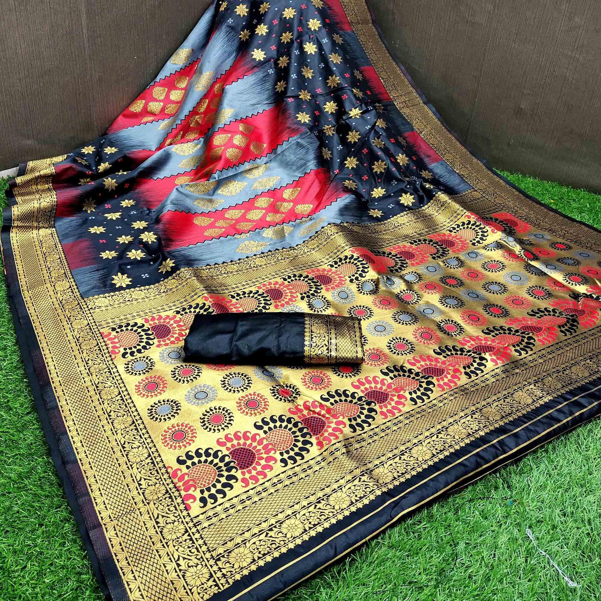 Elegant Multi Colored Festive Wear Woven Silk Saree