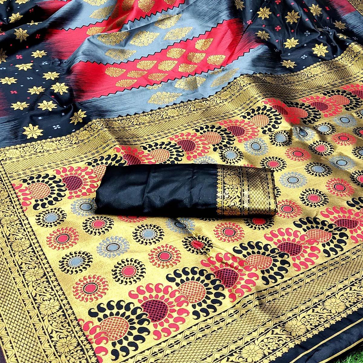 Elegant Multi Colored Festive Wear Woven Silk Saree