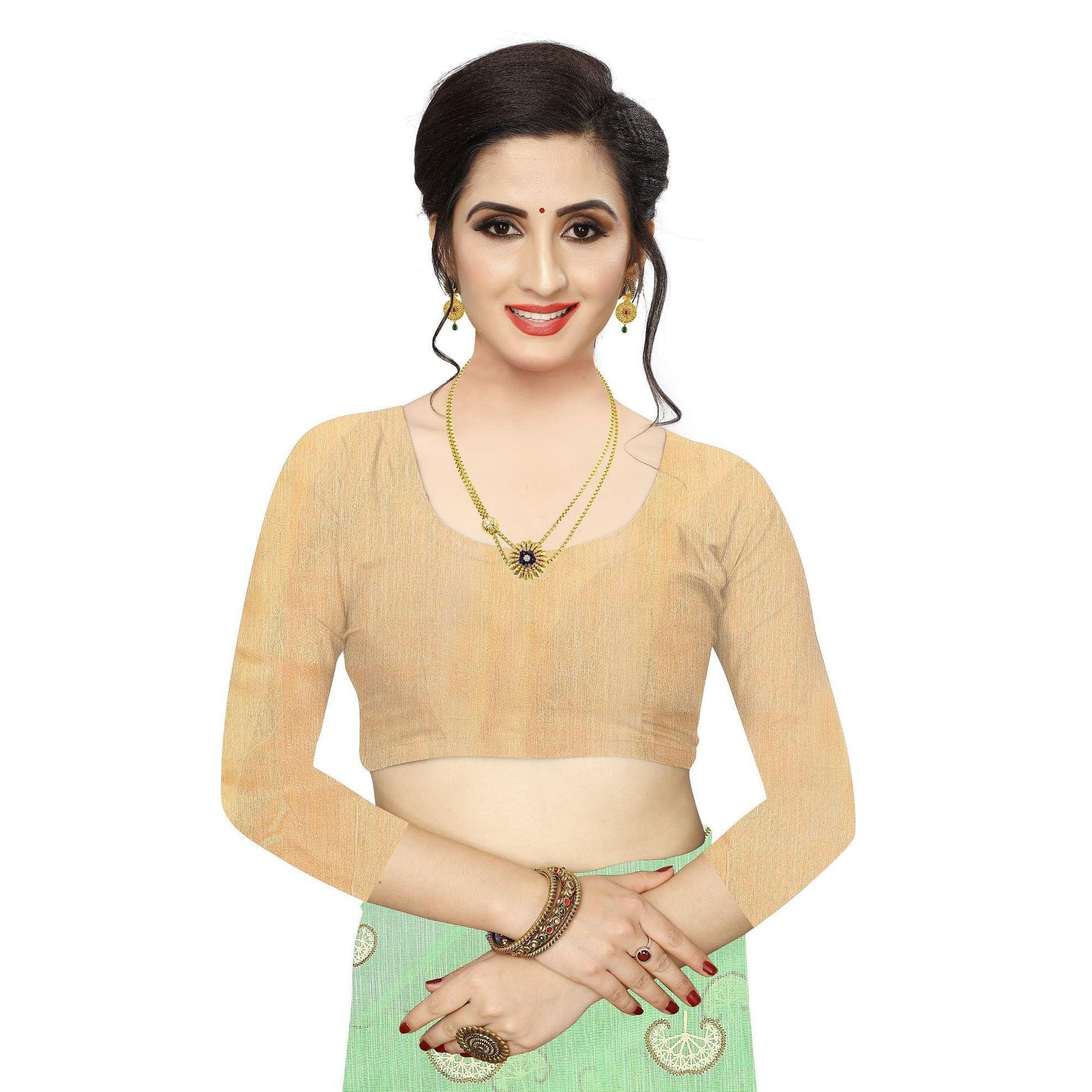 Elegant Parrot Green Colored Casual Wear Printed Cotton Blend Saree