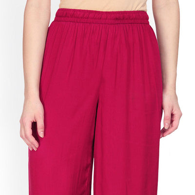 Elegant Pink Colored Casual Wear Rayon Palazzo
