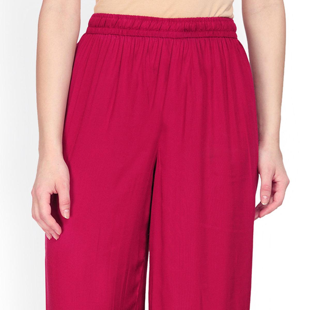 Elegant Pink Colored Casual Wear Rayon Palazzo