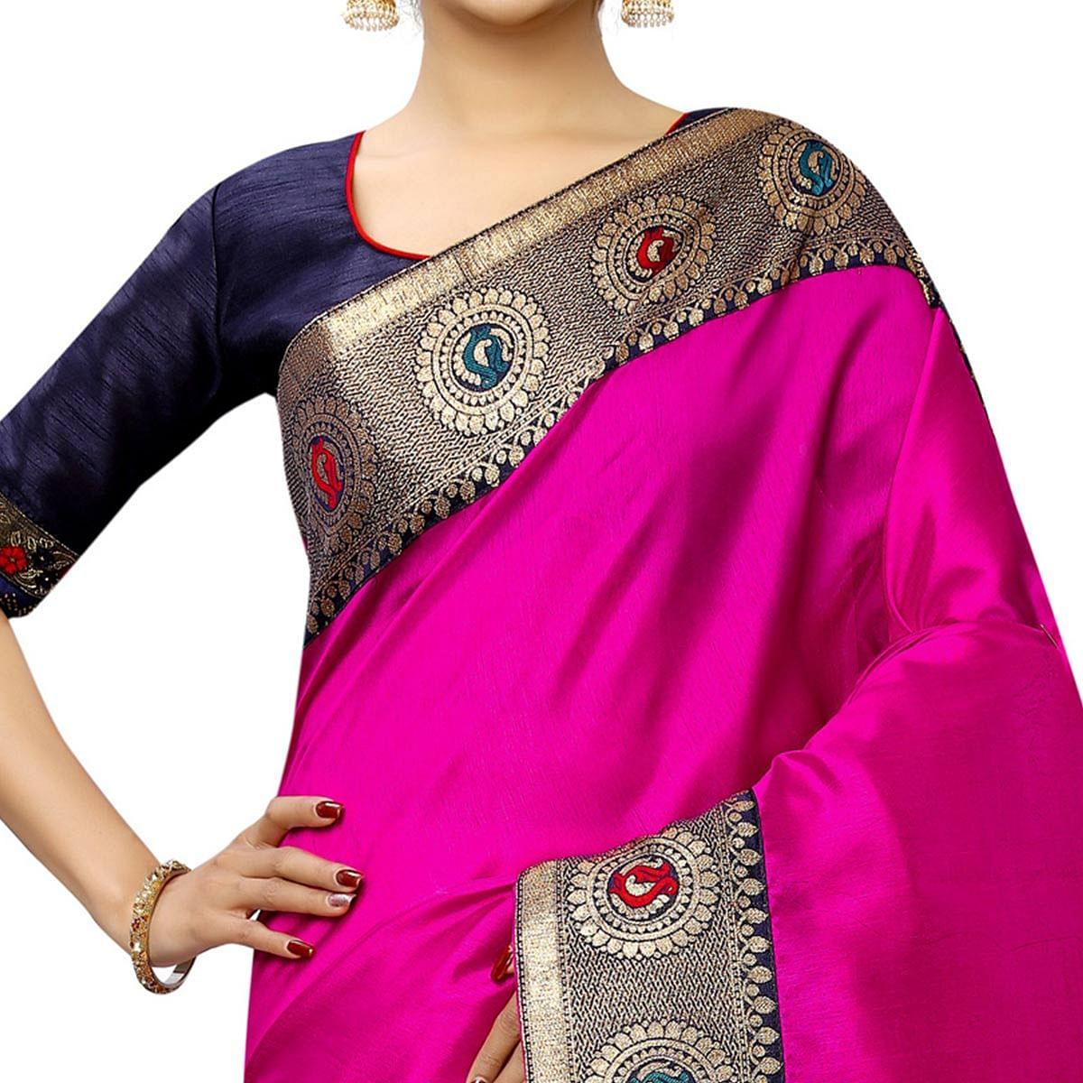 Elegant Pink Colored Festive Wear Printed Georgette saree