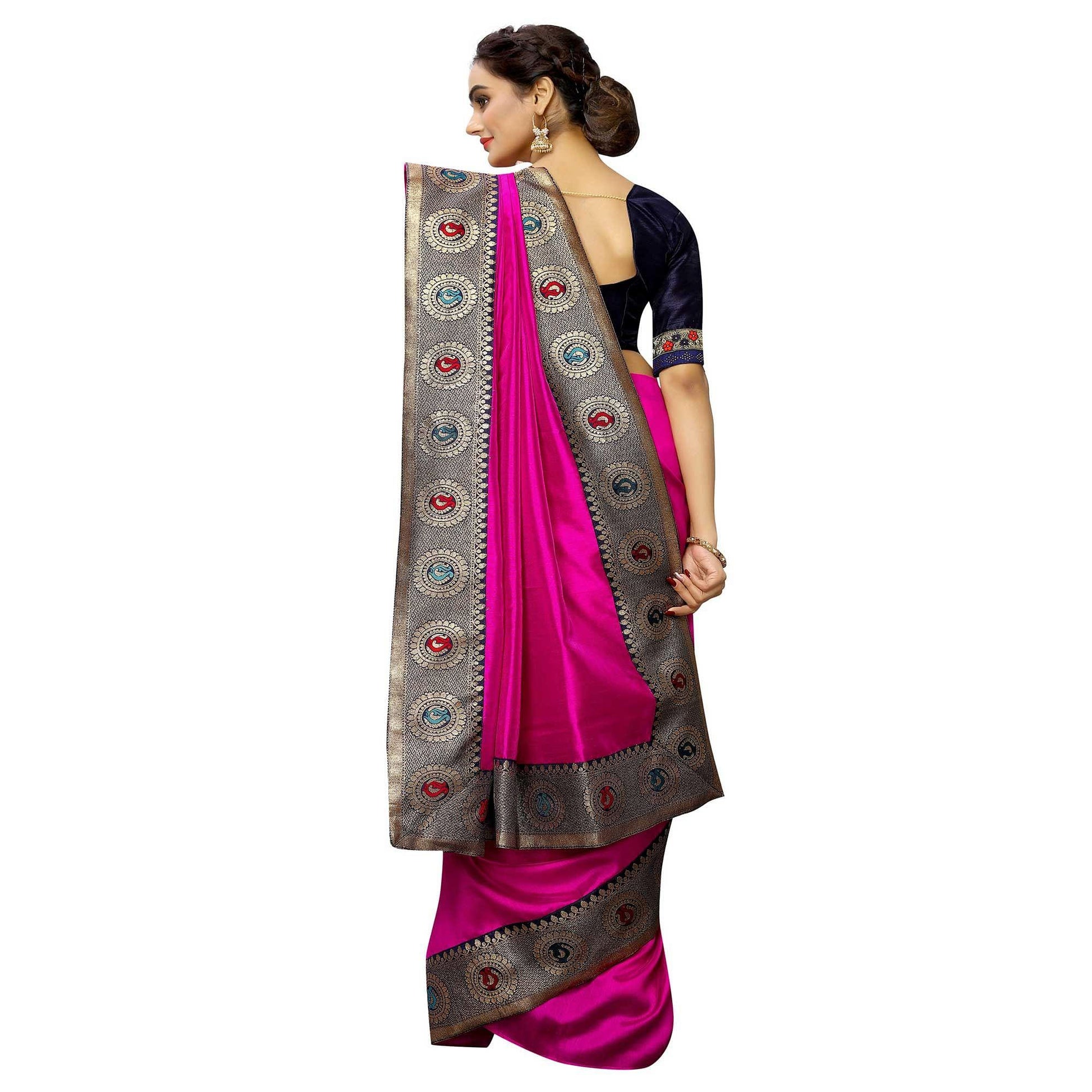 Elegant Pink Colored Festive Wear Printed Georgette saree