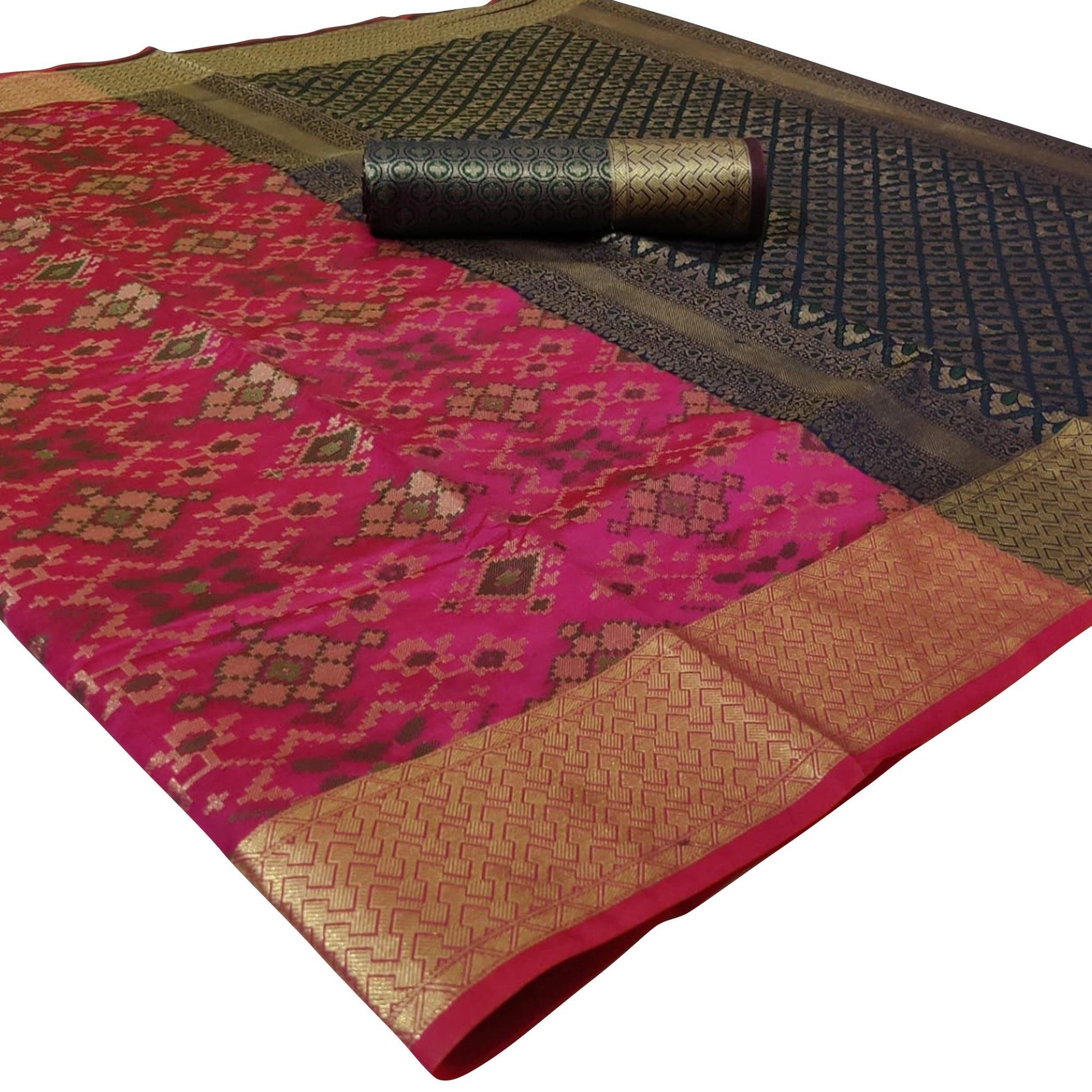 Elegant Pink Colored Festive Wear Woven Silk Saree