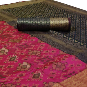 Elegant Pink Colored Festive Wear Woven Silk Saree