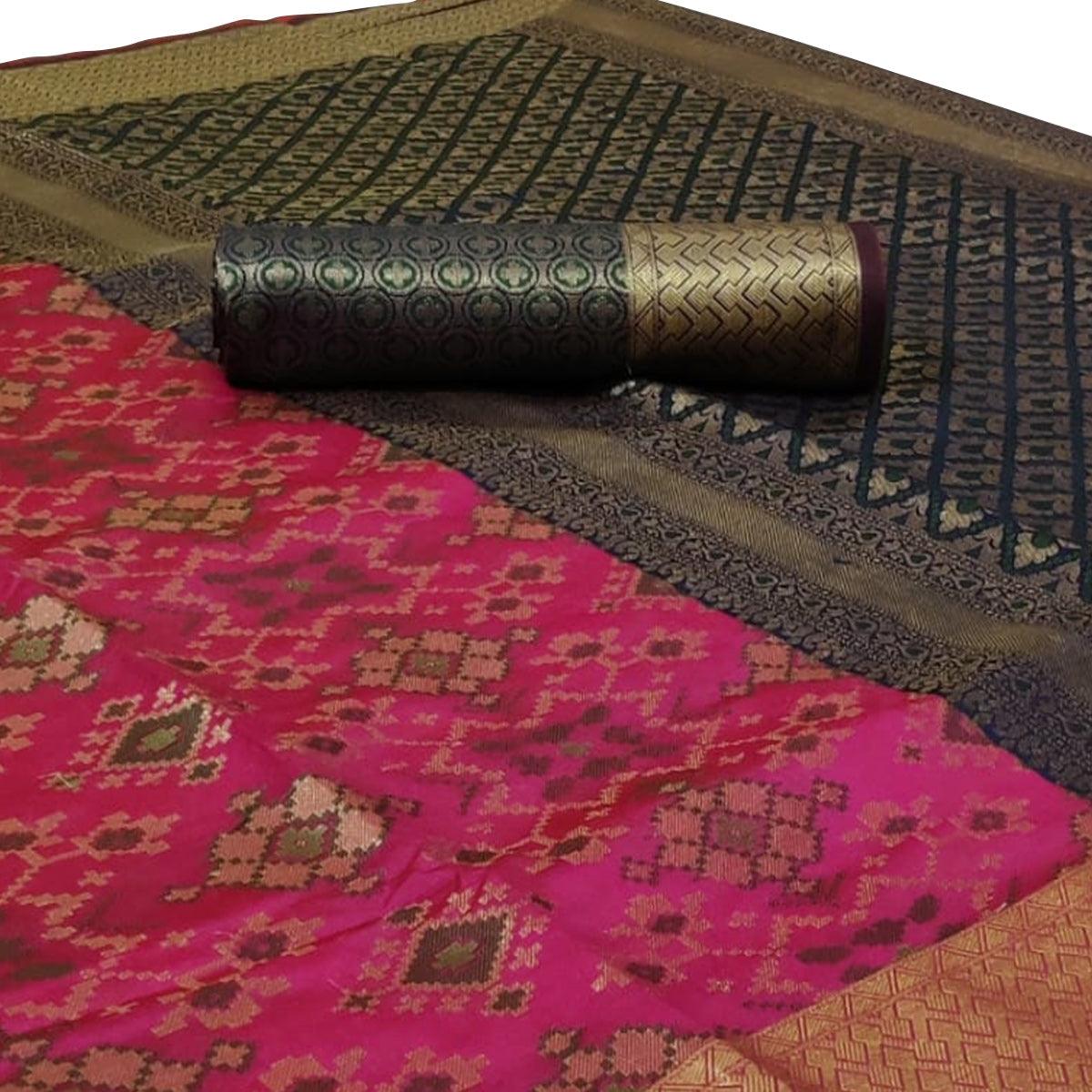 Elegant Pink Colored Festive Wear Woven Silk Saree