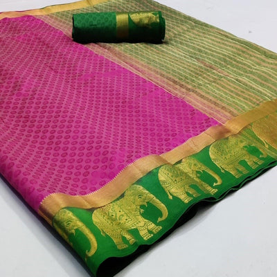 Elegant Pink Coloured Festive Wear Woven Art Silk Saree
