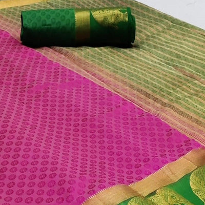 Elegant Pink Coloured Festive Wear Woven Art Silk Saree