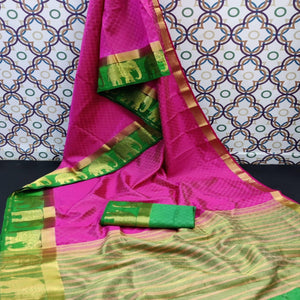 Elegant Pink Coloured Festive Wear Woven Art Silk Saree