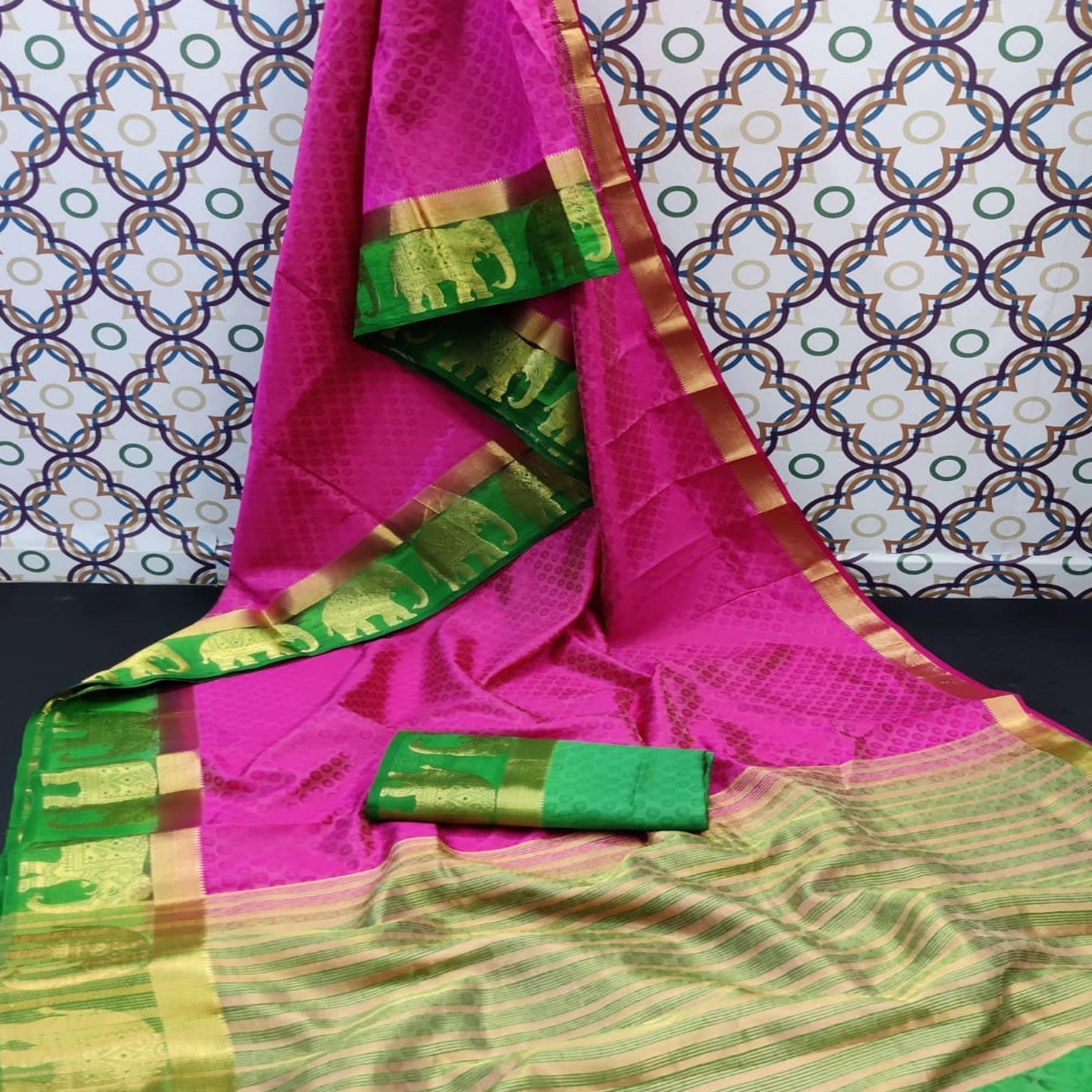 Elegant Pink Coloured Festive Wear Woven Art Silk Saree