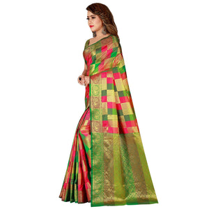 Elegant Pink-Green Colored Festive Wear Art Silk Saree