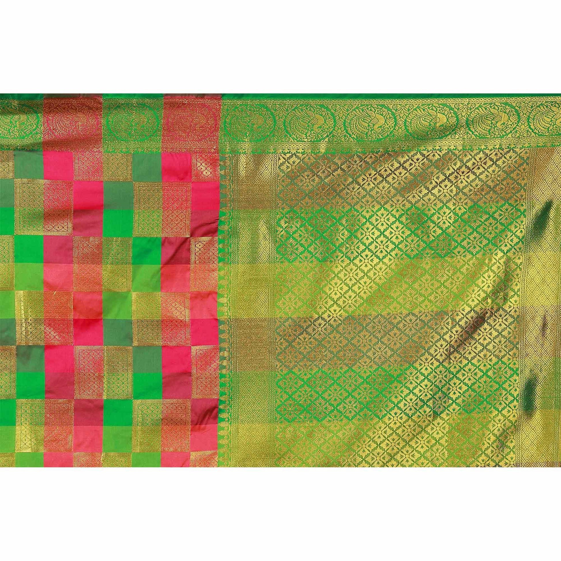 Elegant Pink-Green Colored Festive Wear Art Silk Saree