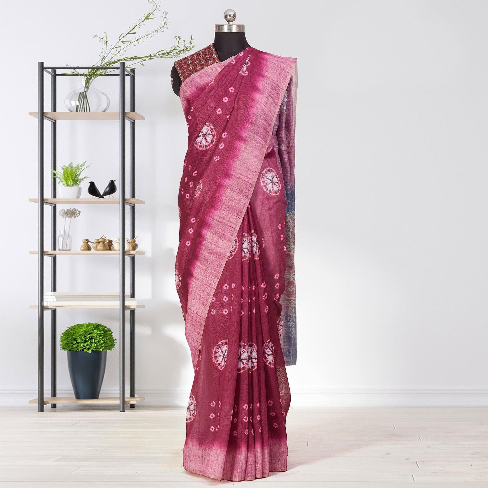 Elegant Purple Coloured Casual Wear Printed Linen Saree