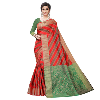 Elegant Red Colored Festive Wear Woven Art Silk Saree