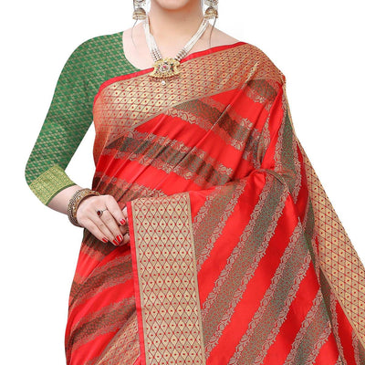 Elegant Red Colored Festive Wear Woven Art Silk Saree