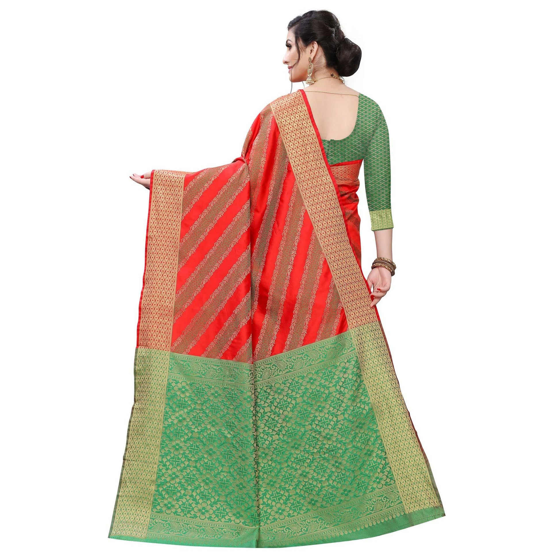 Elegant Red Colored Festive Wear Woven Art Silk Saree