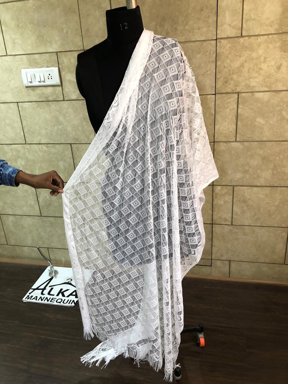 Elegant White Colored Net Dupatta